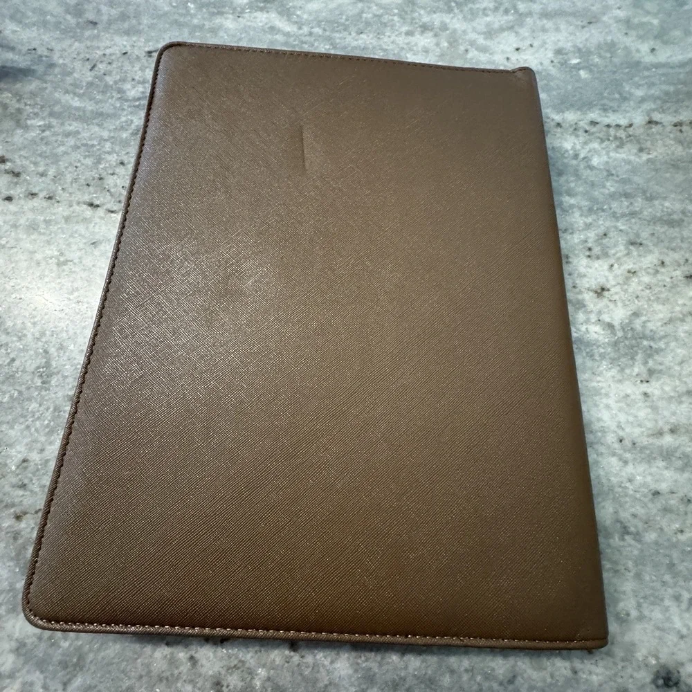 Blu Monaco Brown Vegan‎ Leather Portfolio Binder Full Zip Organizer Work Case